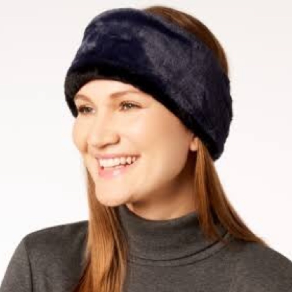 Black faux fur head wrap!!!